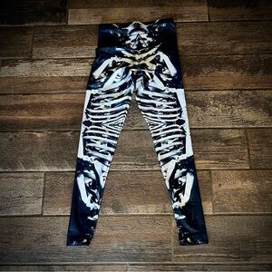 BlackMilk Black and White skeleton bones Leggings M